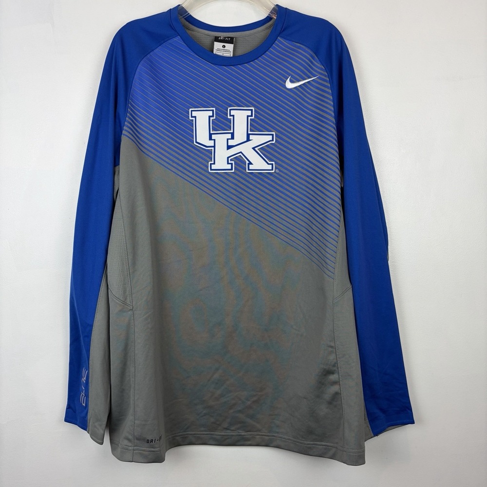 Nike Elite UK Shirt Men L Long Sleeve Go Big Blue Dri Fit University of Kentucky